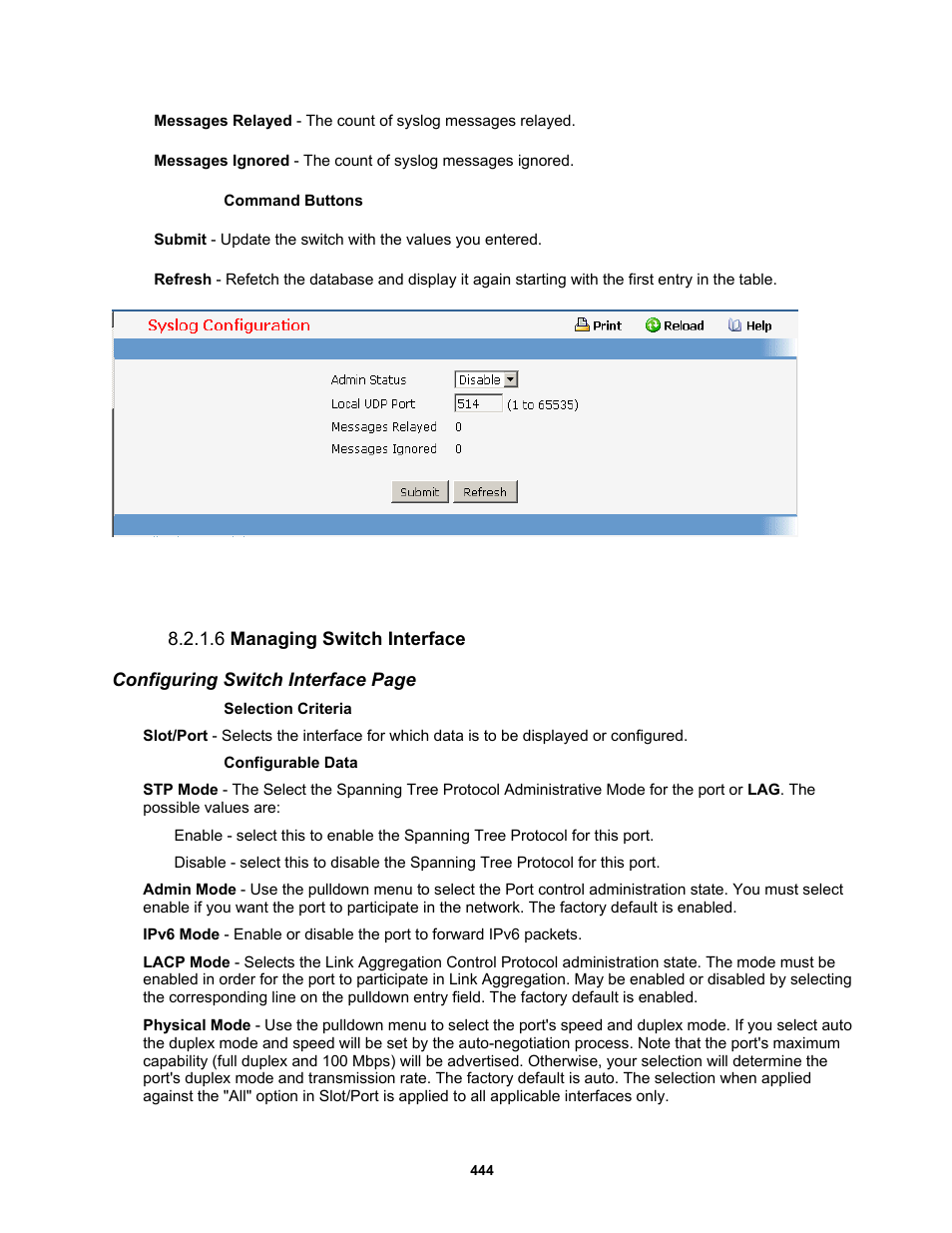 6 managing switch interface | Fortinet MR1 User Manual | Page 444 / 640