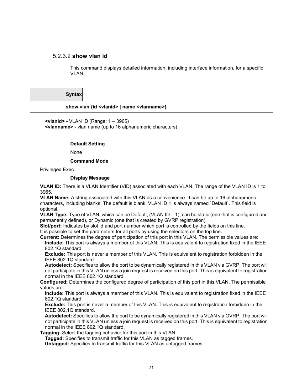 2 show vlan id | Fortinet MR1 User Manual | Page 71 / 640