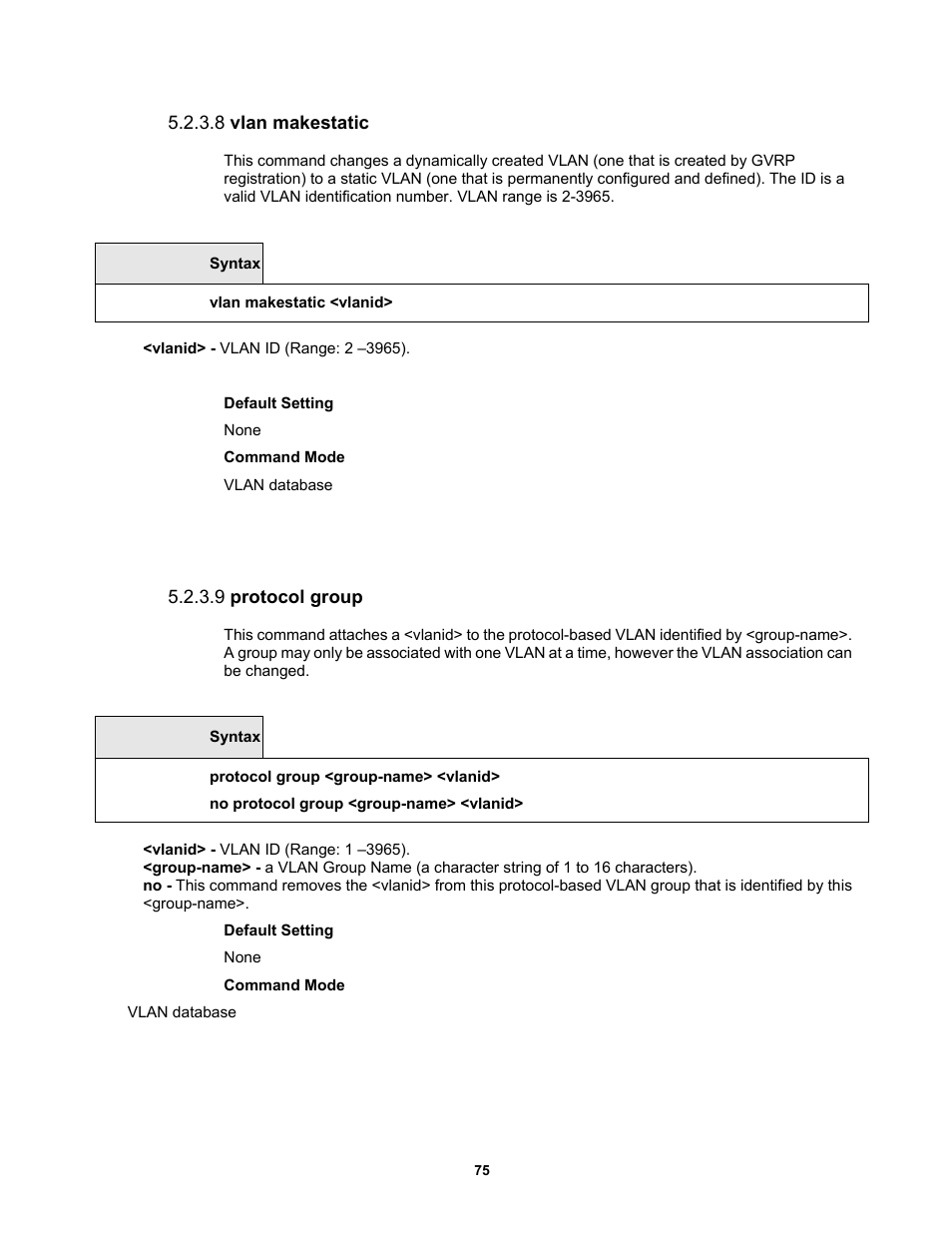 8 vlan makestatic, 9 protocol group | Fortinet MR1 User Manual | Page 75 / 640