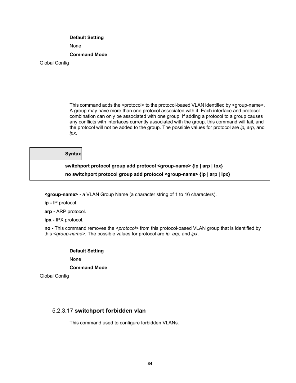 17 switchport forbidden vlan | Fortinet MR1 User Manual | Page 84 / 640