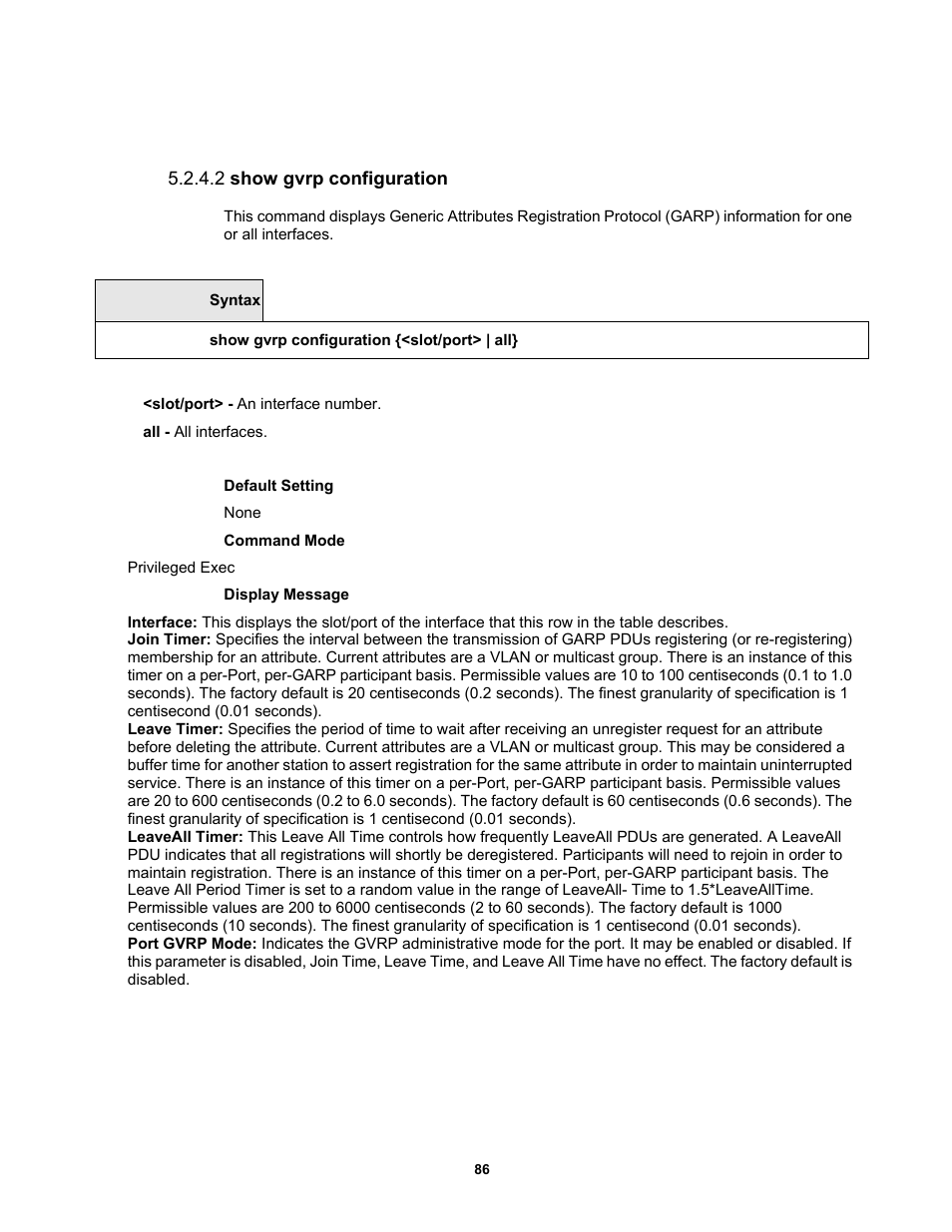 2 show gvrp configuration | Fortinet MR1 User Manual | Page 86 / 640