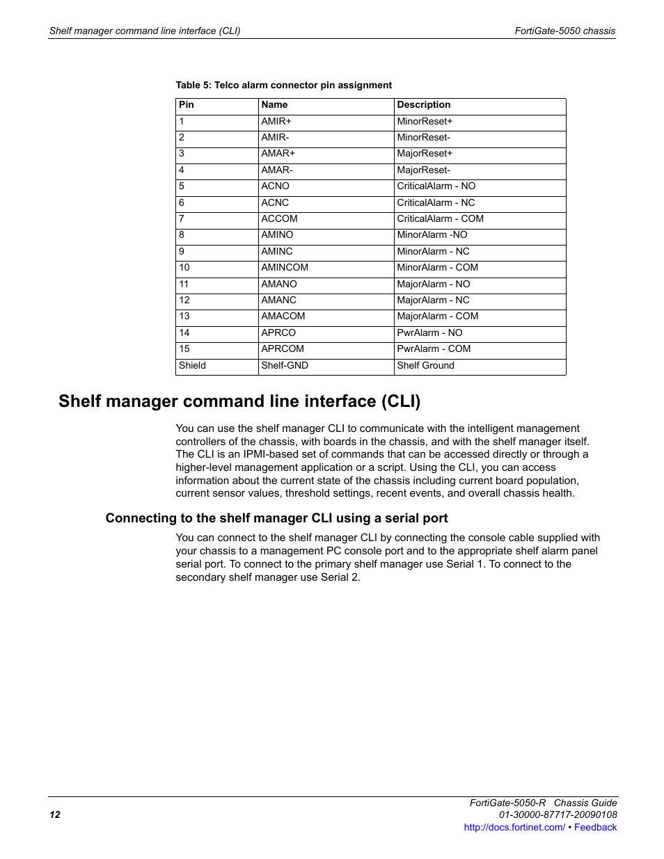 Shelf manager command line interface (cli) | Fortinet FortiGate 5050-R User Manual | Page 12 / 28