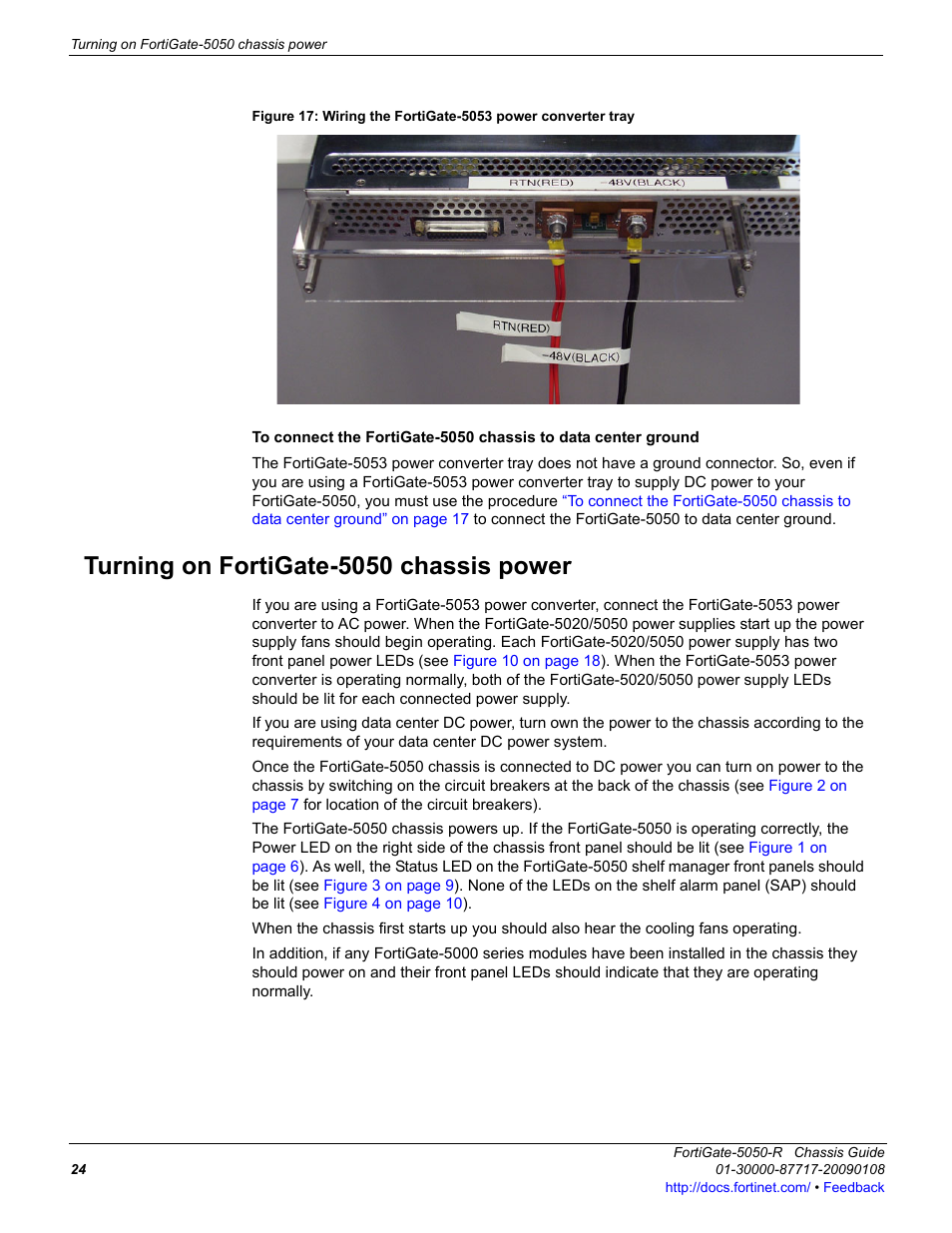 Turning on fortigate-5050 chassis power | Fortinet FortiGate 5050-R User Manual | Page 24 / 28