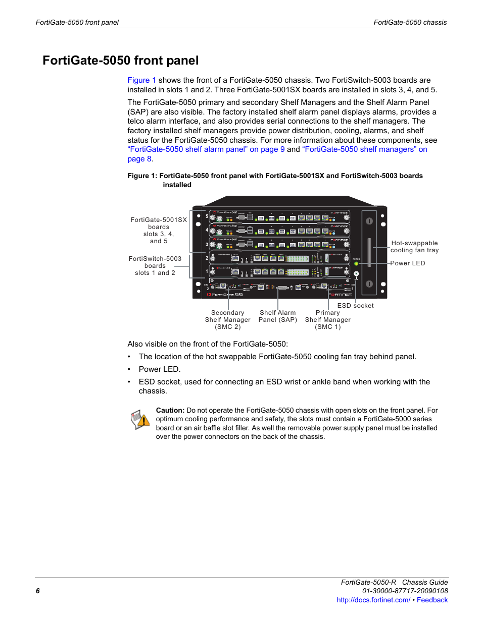 Fortigate-5050 front panel | Fortinet FortiGate 5050-R User Manual | Page 6 / 28