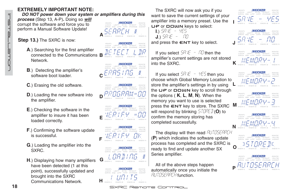 Save - yes, Save - no, Stored | Autosearch | Fortinet 2 SXRC User Manual | Page 18 / 88