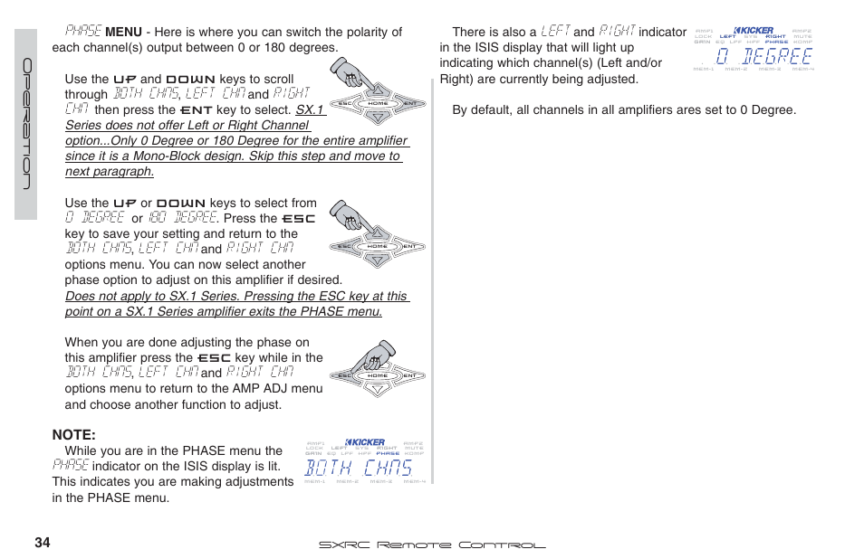 Phase, Both chns, Left chn | Right chn, 0 degree, 180 degree, Left, Right | Fortinet 2 SXRC User Manual | Page 34 / 88