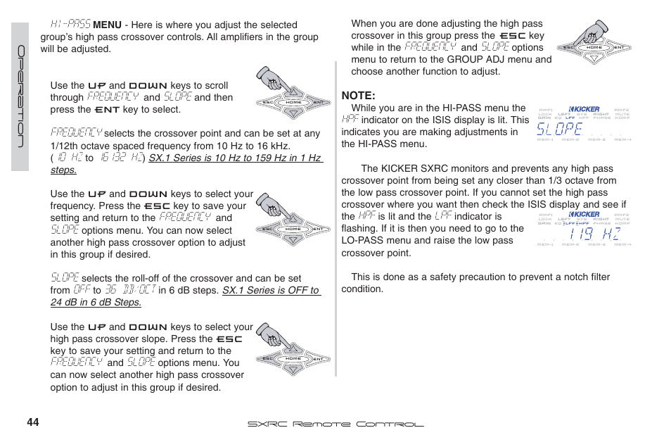 Hi-pass, Frequency, Slope | 10 hz, 36 db/oct | Fortinet 2 SXRC User Manual | Page 44 / 88