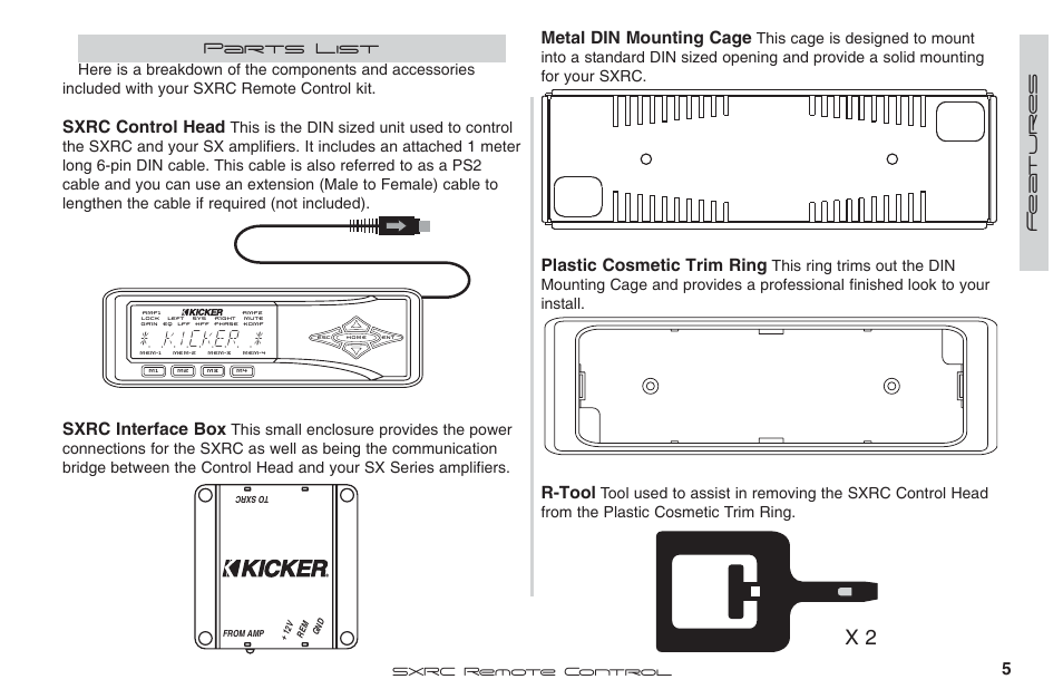 Metal din mounting cage, Plastic cosmetic trim ring, R-tool | Sxrc control head, Sxrc interface box | Fortinet 2 SXRC User Manual | Page 5 / 88