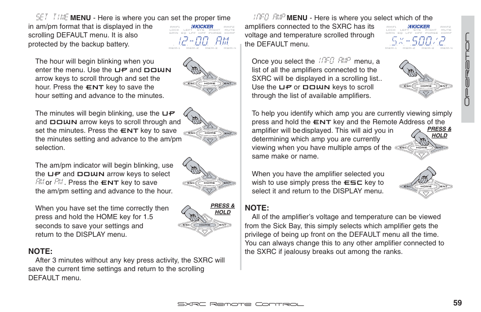 Set time, Info amp | Fortinet 2 SXRC User Manual | Page 59 / 88