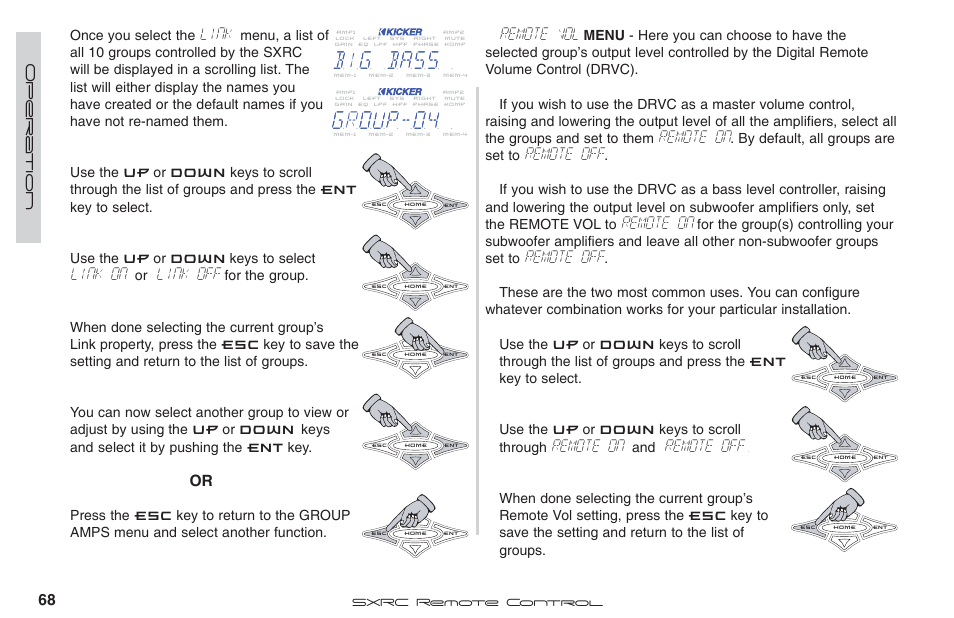 Link, Link on, Link off | Remote vol, Remote on, Remote off | Fortinet 2 SXRC User Manual | Page 68 / 88