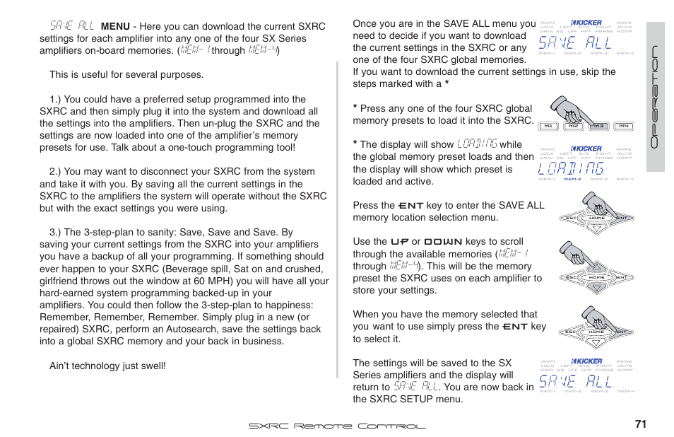 Save all, Mem-1, Mem-4 | Loading | Fortinet 2 SXRC User Manual | Page 71 / 88