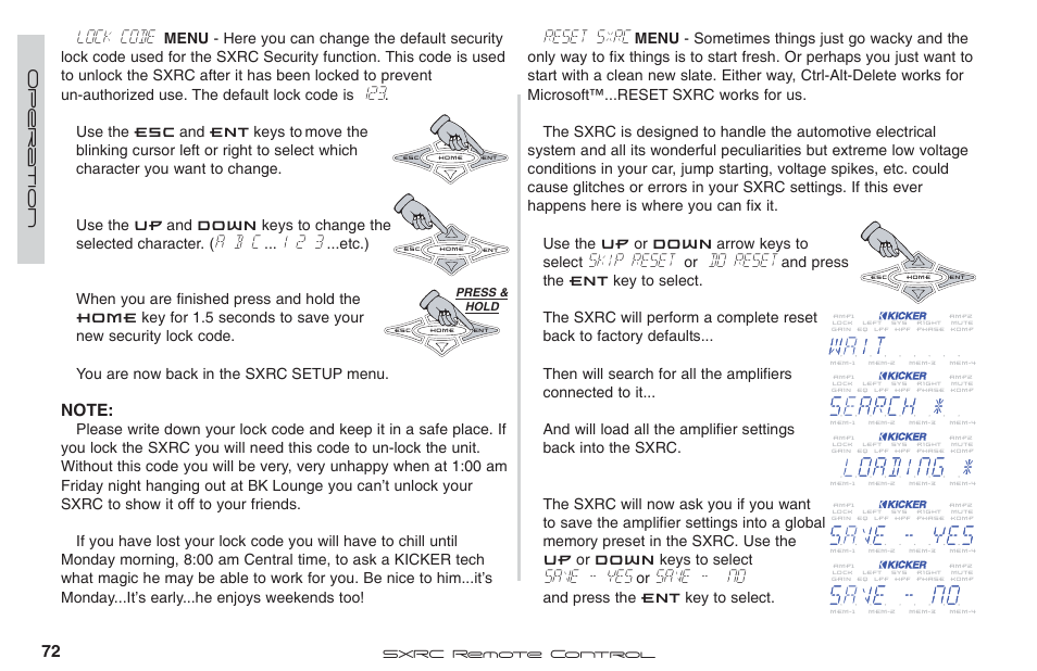 Lock code, A b c, Reset sxrc | Skip reset, Do reset, Save - yes, Save - no | Fortinet 2 SXRC User Manual | Page 72 / 88