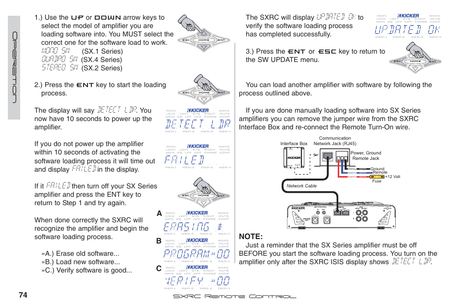 Mono sw, Quadro sw, Stereo sw | Detect ldr, Failed, Updated ok | Fortinet 2 SXRC User Manual | Page 74 / 88