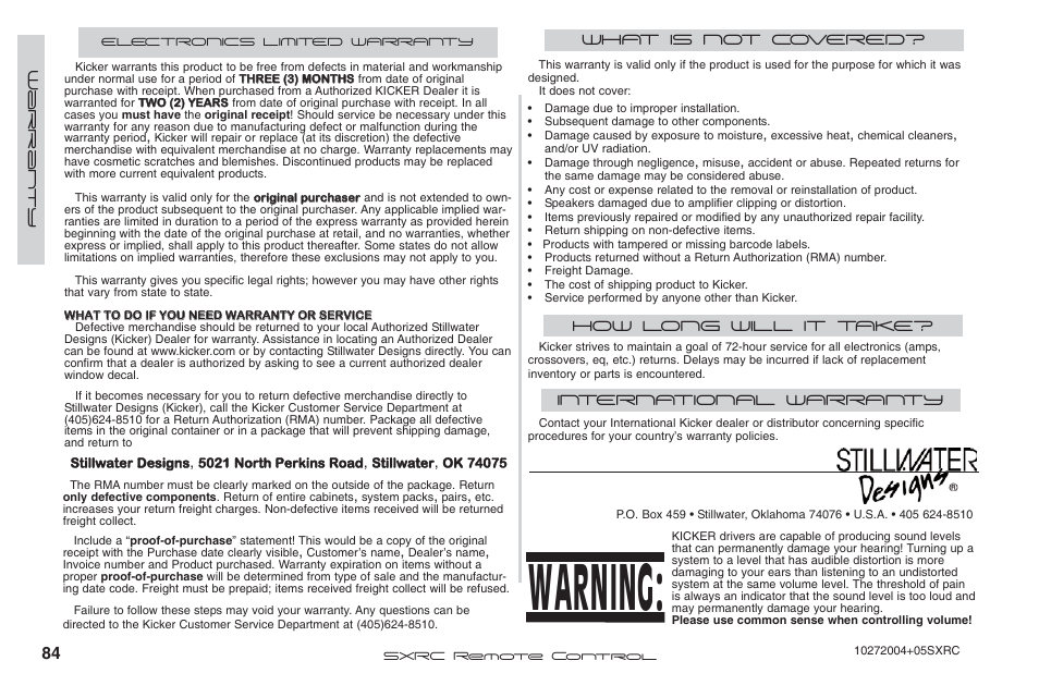 Warning | Fortinet 2 SXRC User Manual | Page 84 / 88