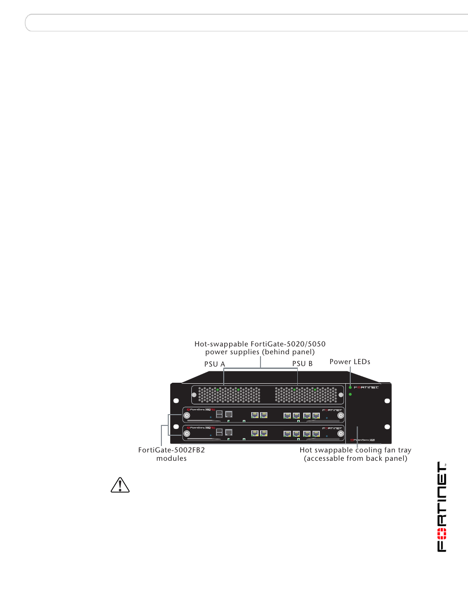 Fortigate-5020 chassis, Fortigate-5020 front panel | Fortinet FortiGate 5020 User Manual | Page 5 / 14