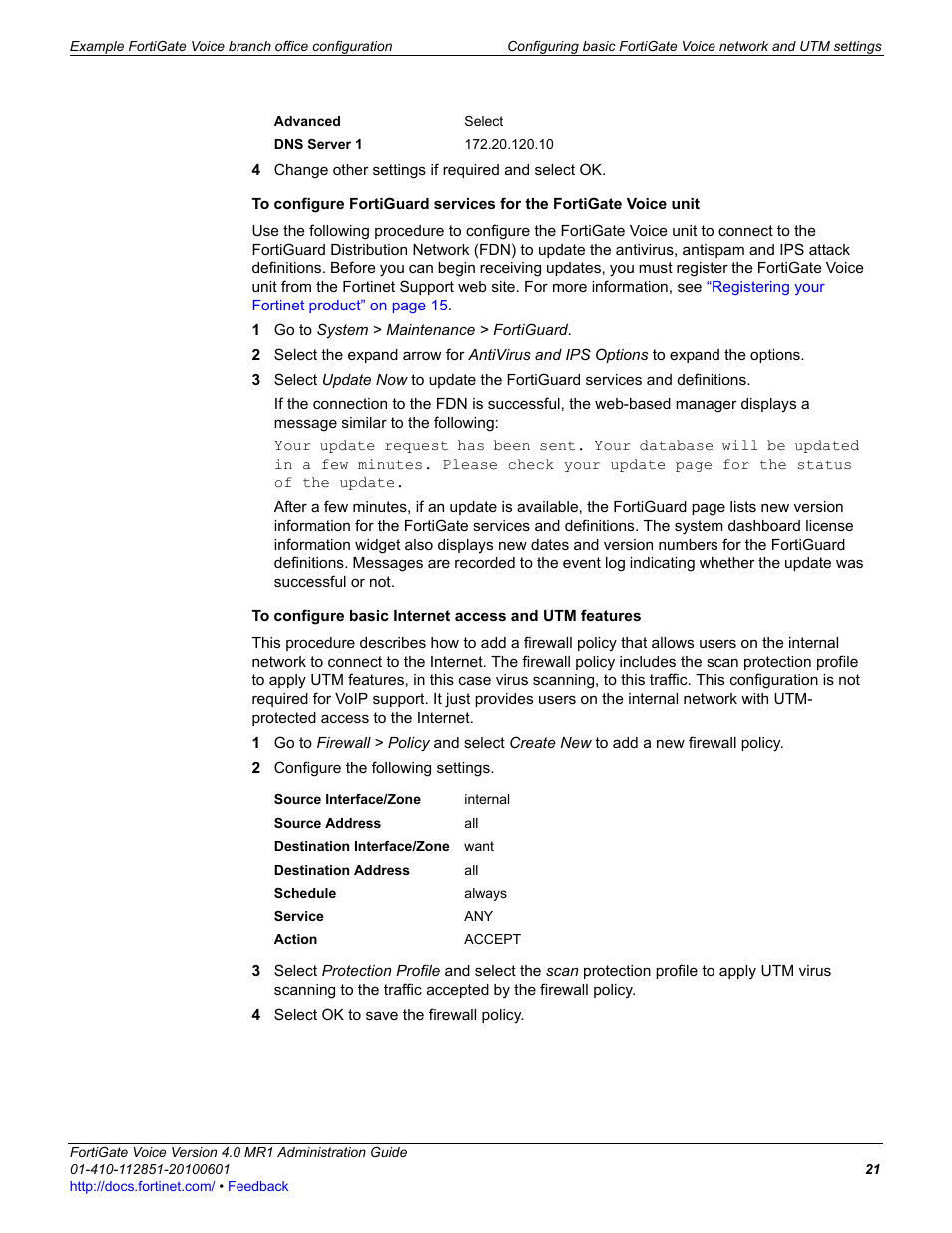 Fortinet FortiGate Voice 4.0 MR1 User Manual | Page 21 / 60