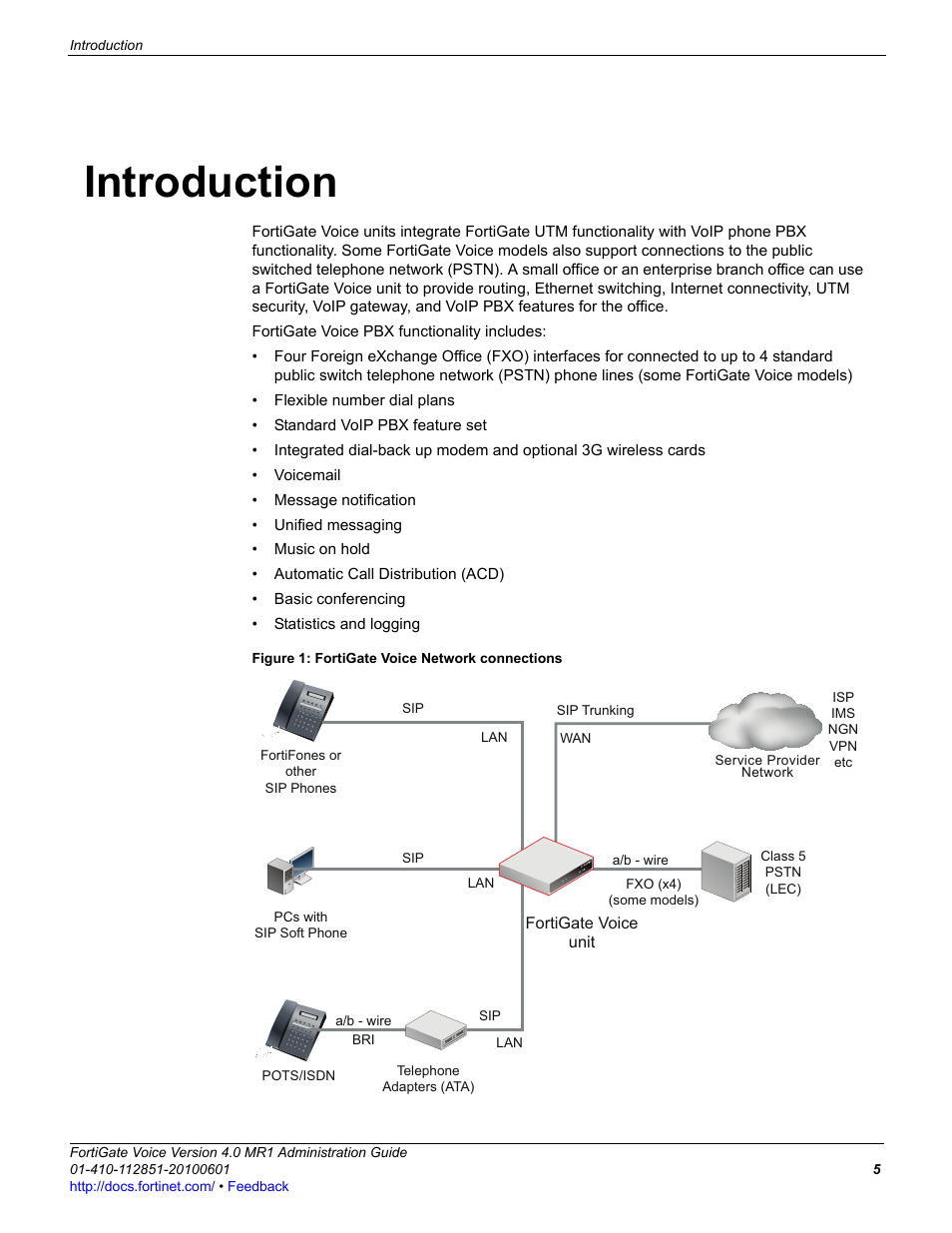 Introduction | Fortinet FortiGate Voice 4.0 MR1 User Manual | Page 5 / 60