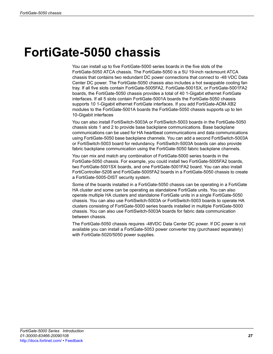 Fortigate-5050 chassis | Fortinet FortiGate-5000 User Manual | Page 27 / 77