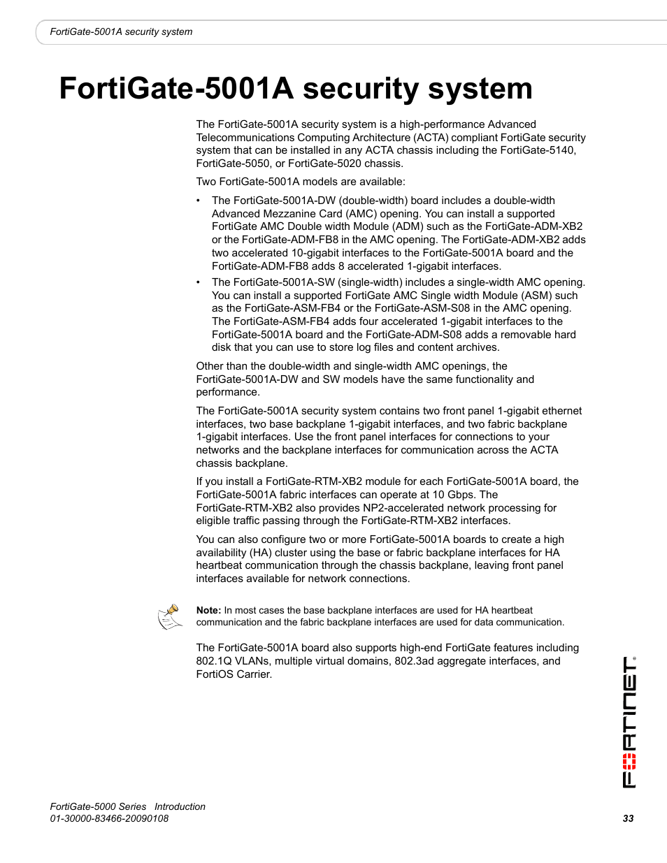 Fortigate-5001a security system, Fortigate-5001a security system” on, Dated | To inclu | Fortinet FortiGate-5000 User Manual | Page 33 / 77