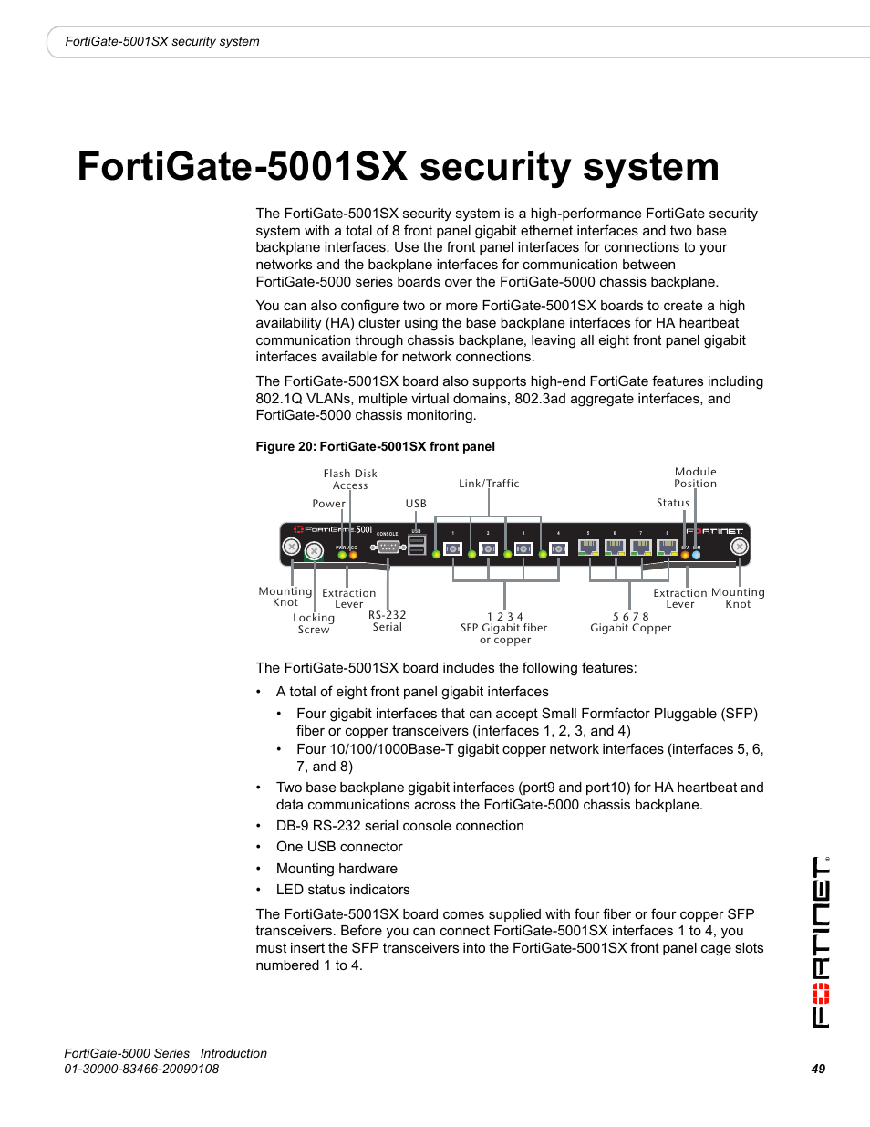 Fortigate-5001sx security system, Fortigate-5001sx, Fortigate-5001sx security | Fortinet FortiGate-5000 User Manual | Page 49 / 77