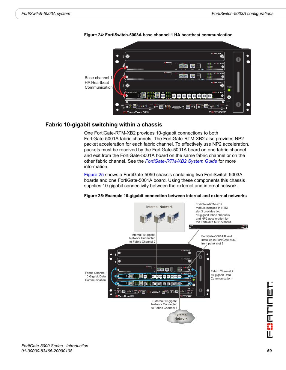 Fabric 10-gigabit switching within a chassis, Base channel 1 ha heartbeat communication | Fortinet FortiGate-5000 User Manual | Page 59 / 77