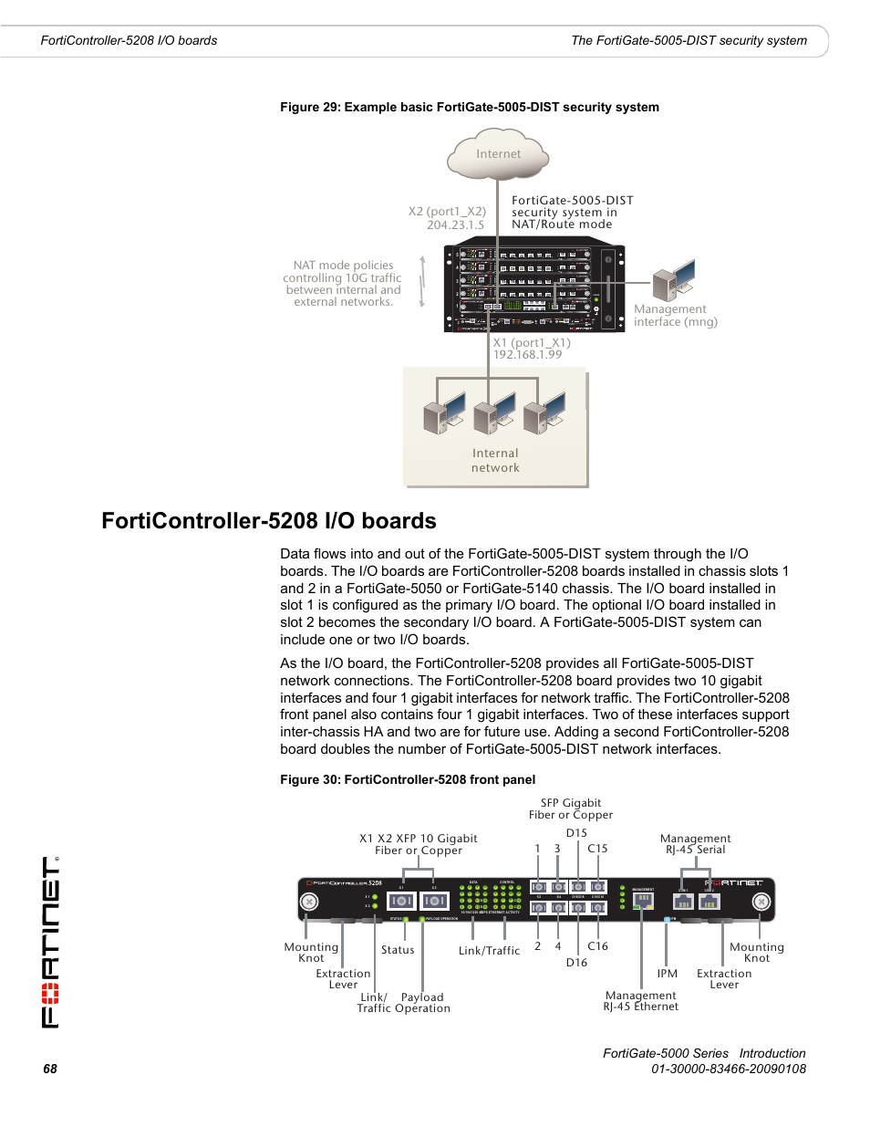 Forticontroller-5208 i/o boards | Fortinet FortiGate-5000 User Manual | Page 68 / 77