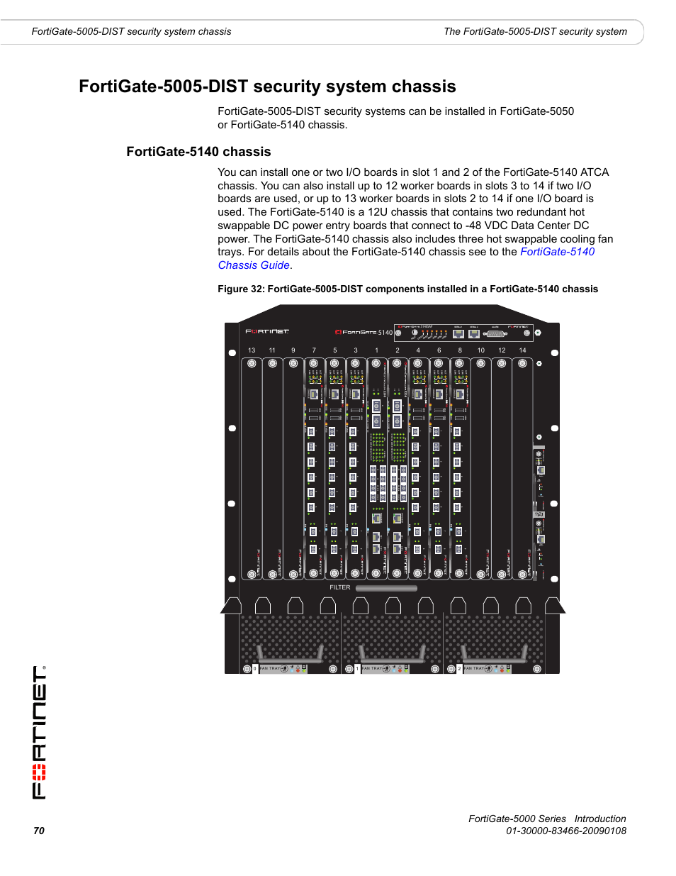 Fortigate-5005-dist security system chassis, Fortigate-5140 chassis | Fortinet FortiGate-5000 User Manual | Page 70 / 77