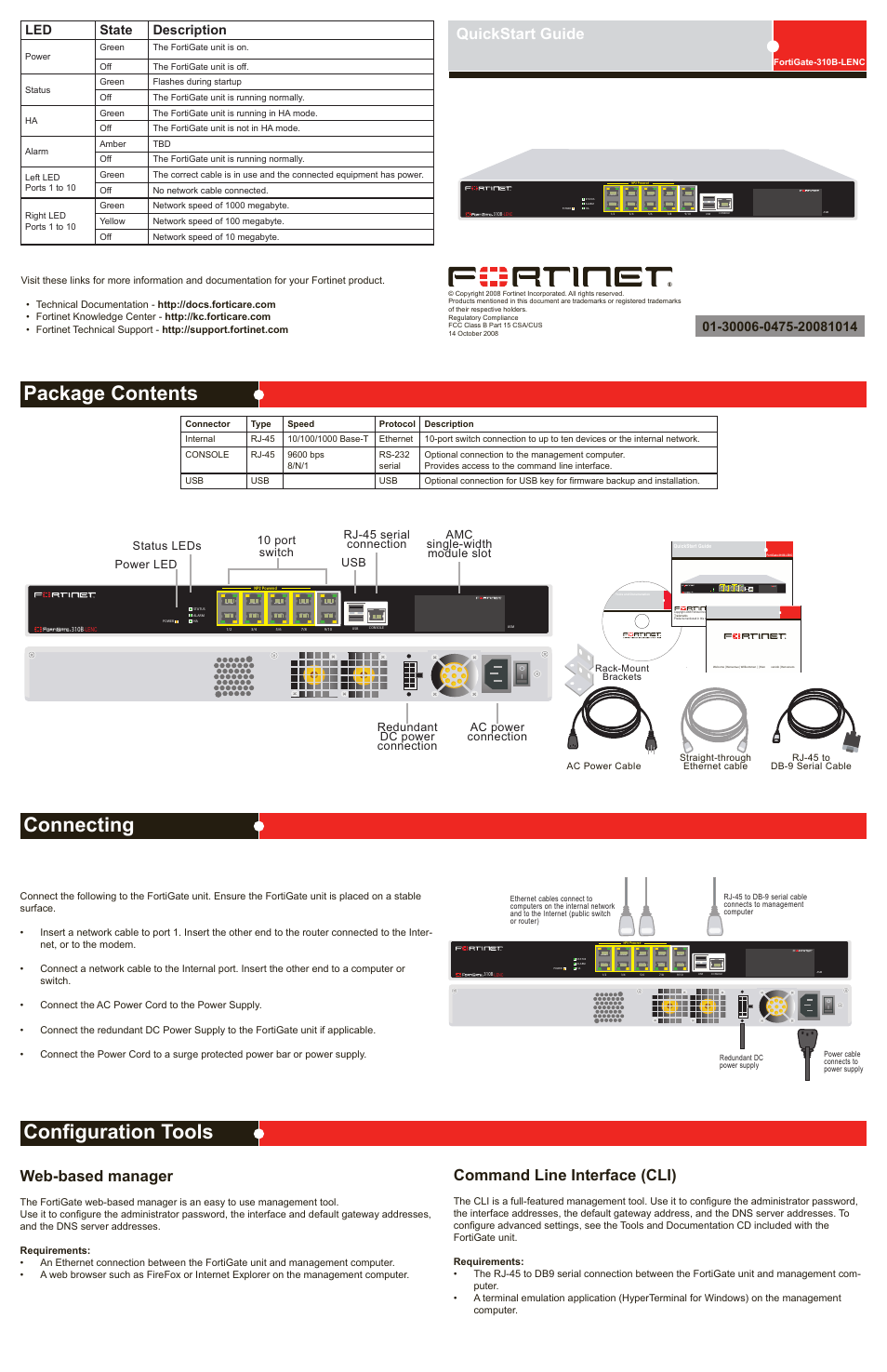 Fortinet FortiGate 310B-LENC User Manual | 2 pages