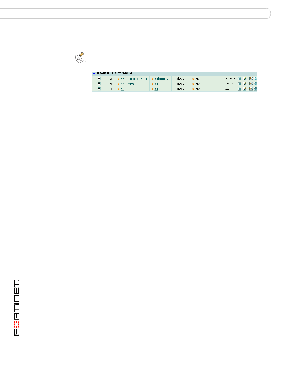 Configuring firewall addresses, Configuring web-only firewall policies, Configuring web-only firewall policies” on | Fortinet FORTIOS V3.0 MR7 User Manual | Page 44 / 90