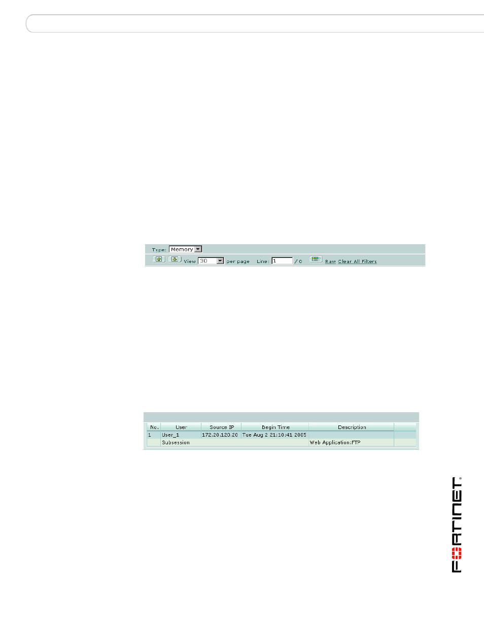 Monitoring active ssl vpn sessions, Monitoring active ssl vpn | Fortinet FORTIOS V3.0 MR7 User Manual | Page 49 / 90