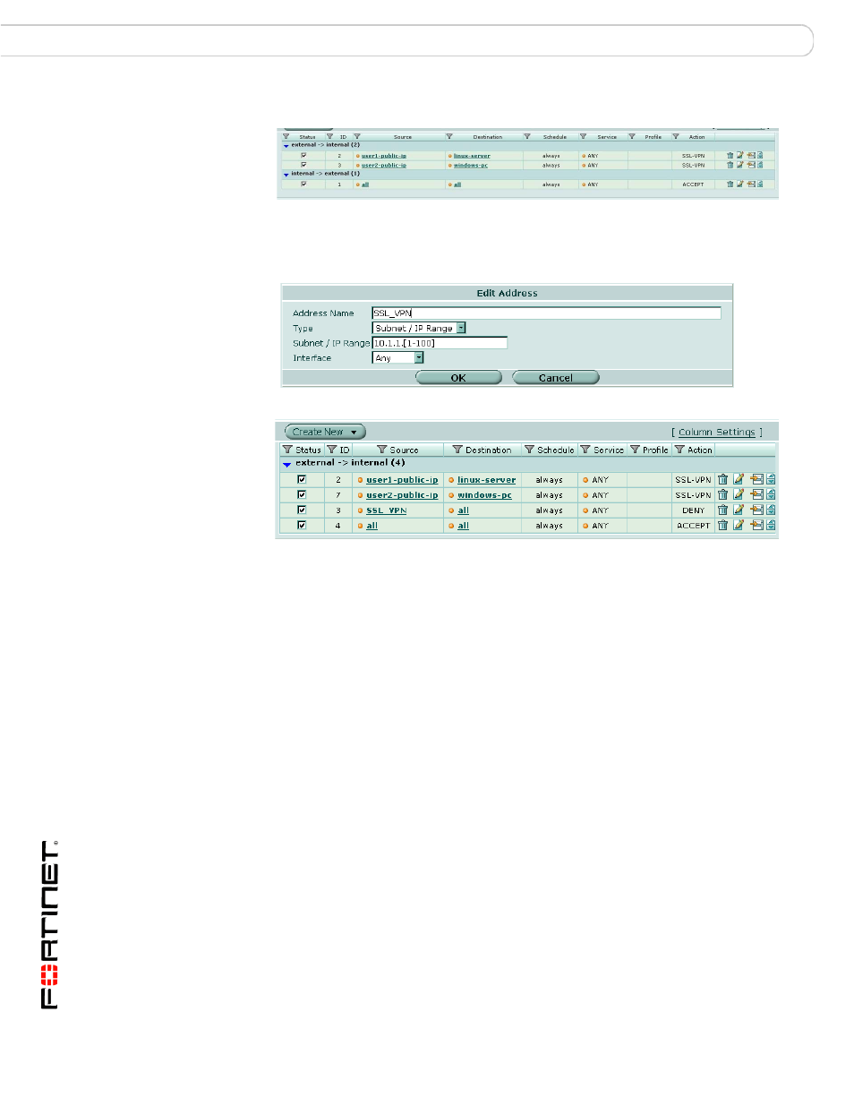 Ssl vpn virtual interface (ssl.root) | Fortinet FORTIOS V3.0 MR7 User Manual | Page 60 / 90