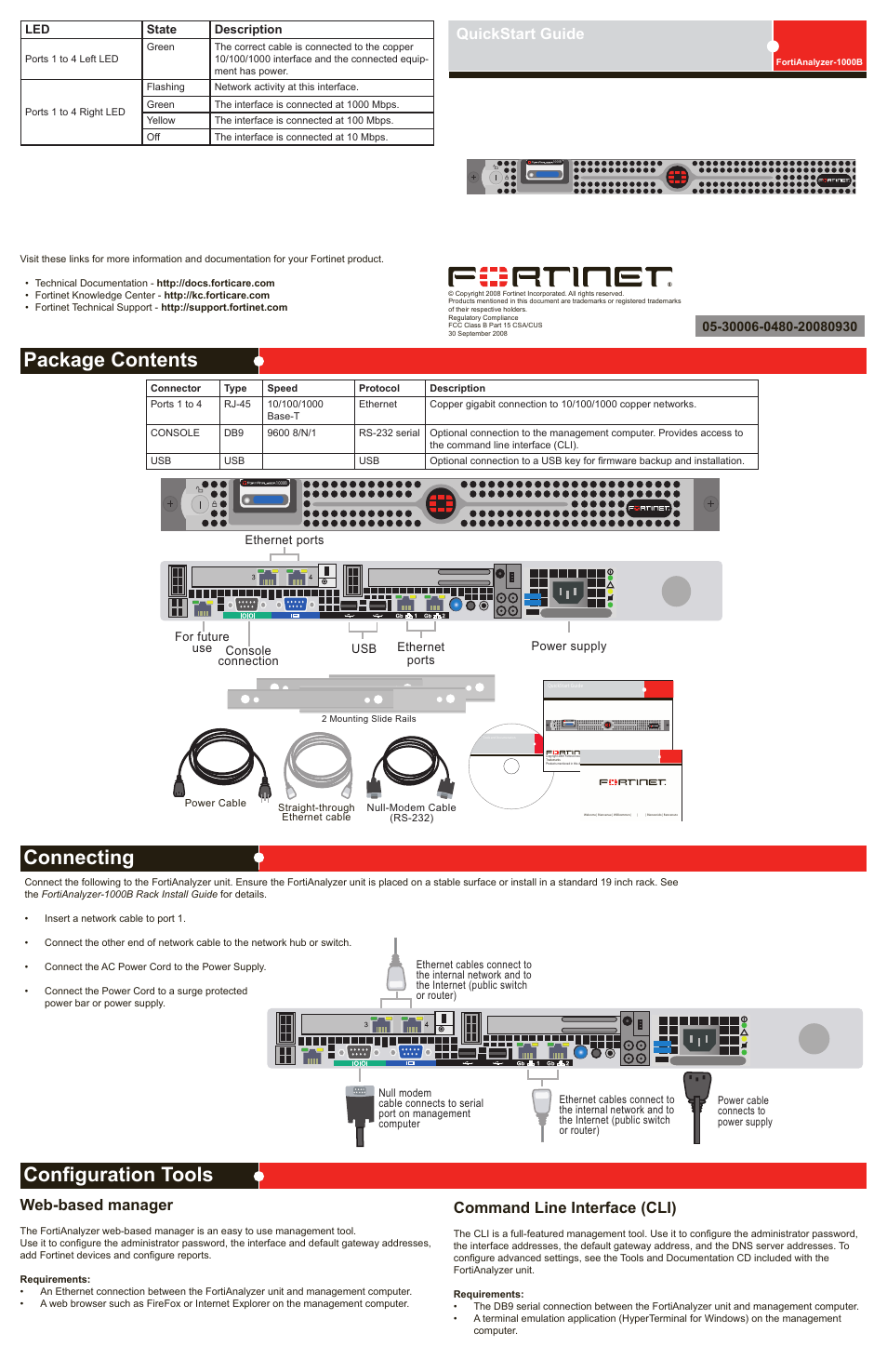 Fortinet FortiAnalyzer 1000B User Manual | 2 pages