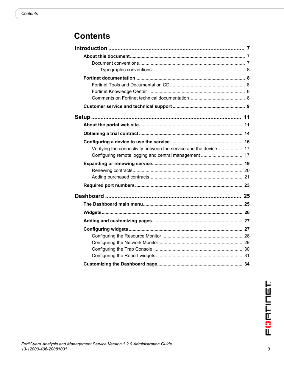 Fortinet FortiGuard Analysis 1.2.0 User Manual | Page 3 / 76