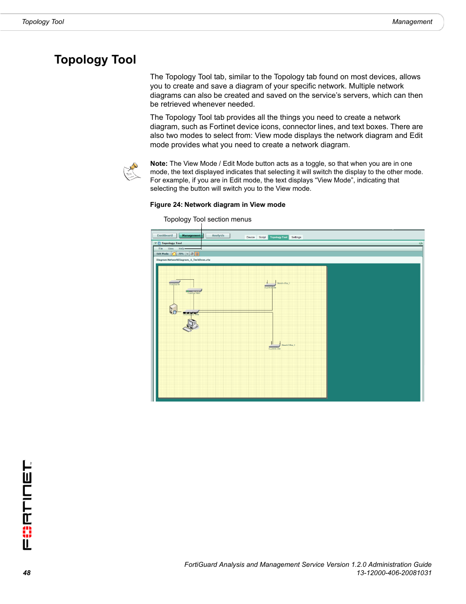 Topology tool | Fortinet FortiGuard Analysis 1.2.0 User Manual | Page 48 / 76