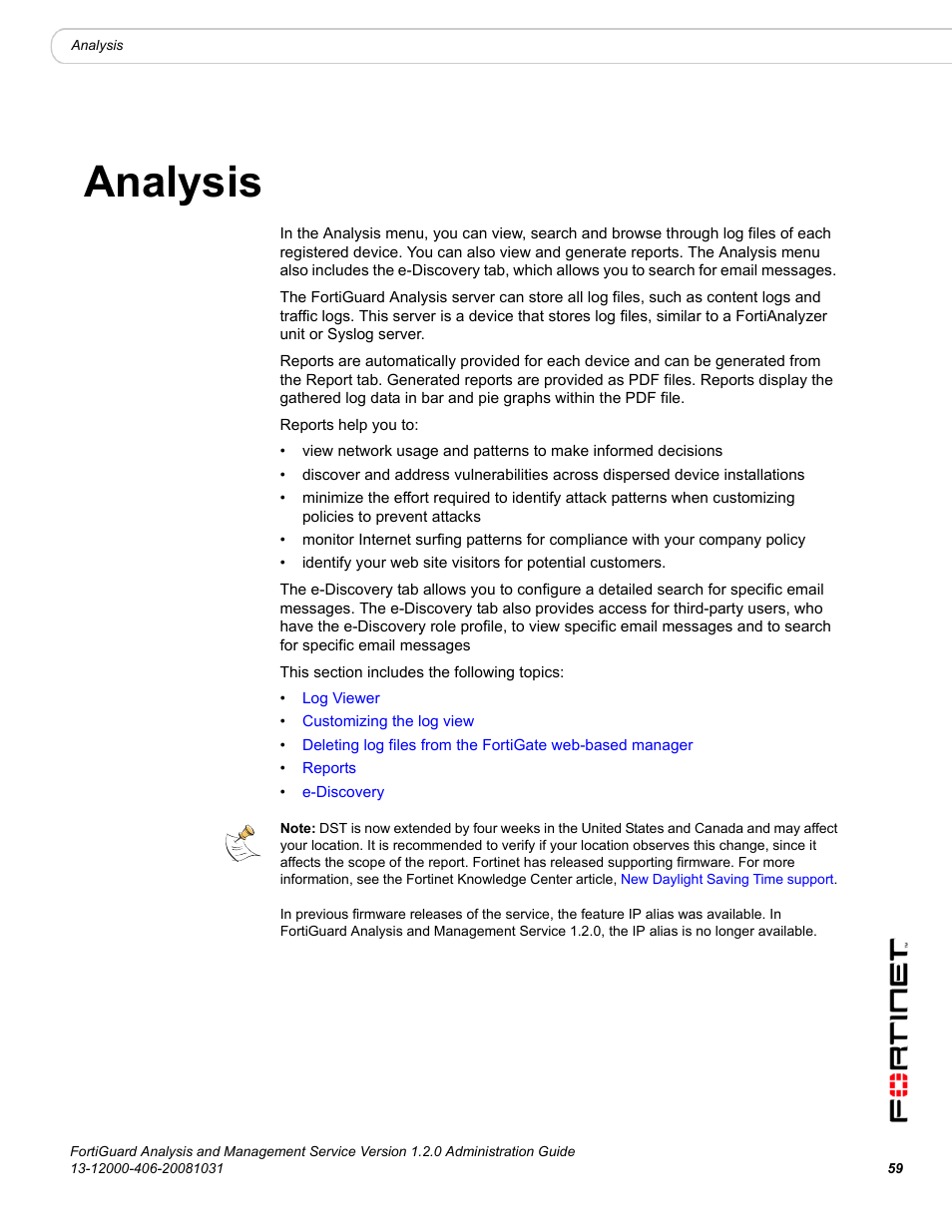 Analysis | Fortinet FortiGuard Analysis 1.2.0 User Manual | Page 57 / 76