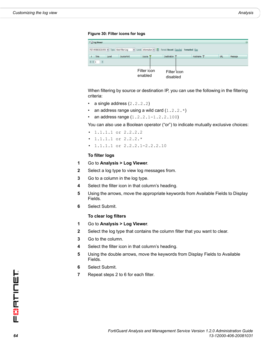 Fortinet FortiGuard Analysis 1.2.0 User Manual | Page 62 / 76