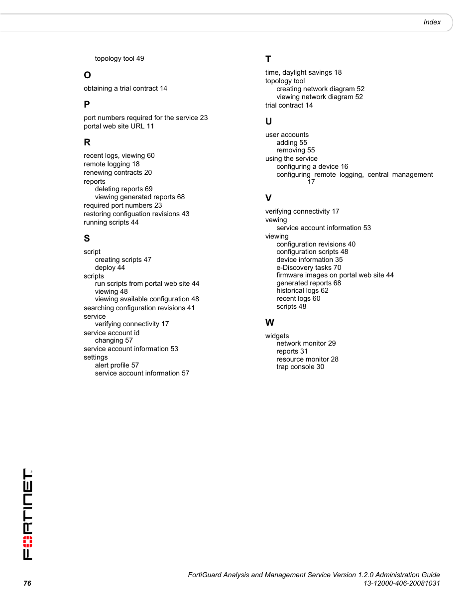 Fortinet FortiGuard Analysis 1.2.0 User Manual | Page 74 / 76