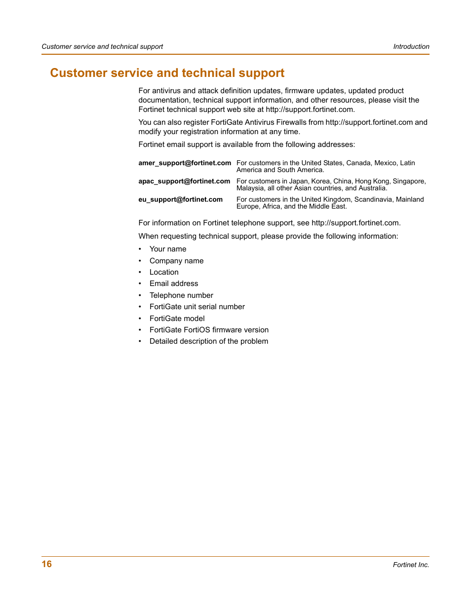 Customer service and technical support | Fortinet FortiGate 50A User Manual | Page 16 / 272