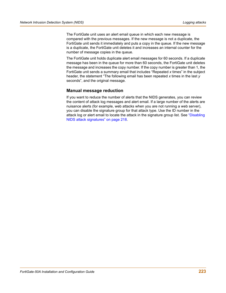 Manual message reduction | Fortinet FortiGate 50A User Manual | Page 223 / 272