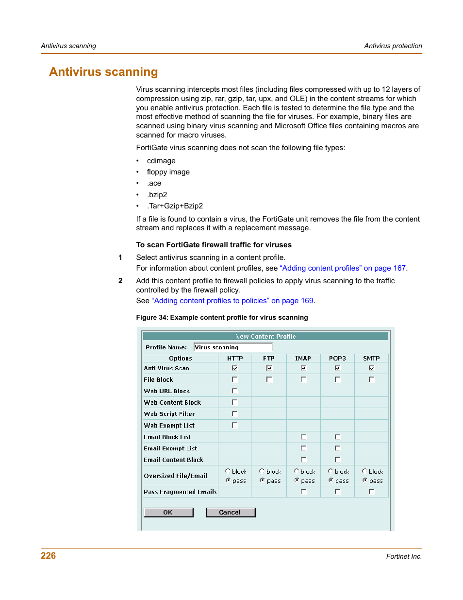 Antivirus scanning, Antivirus | Fortinet FortiGate 50A User Manual | Page 226 / 272