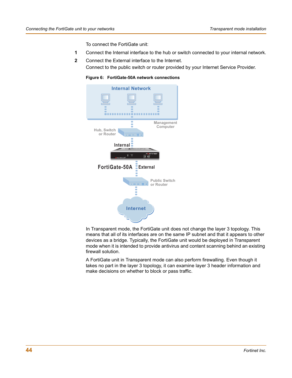 Fortigate-50a, Internal network | Fortinet FortiGate 50A User Manual | Page 44 / 272