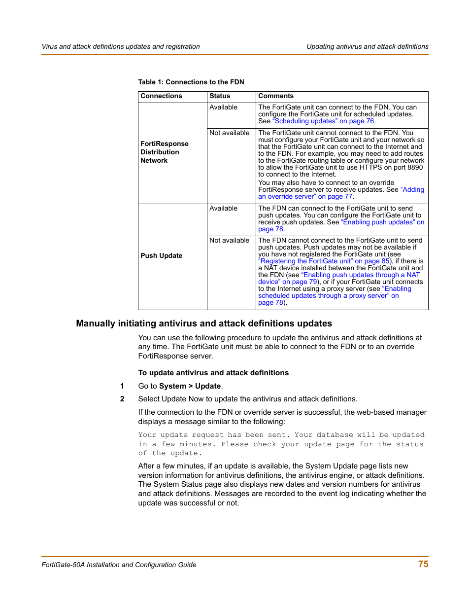 To up, Manually initiating, Manually | Fortinet FortiGate 50A User Manual | Page 75 / 272