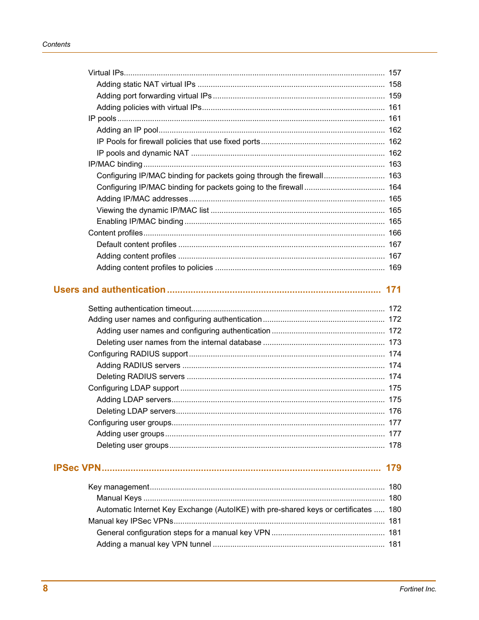 Fortinet FortiGate 50A User Manual | Page 8 / 272