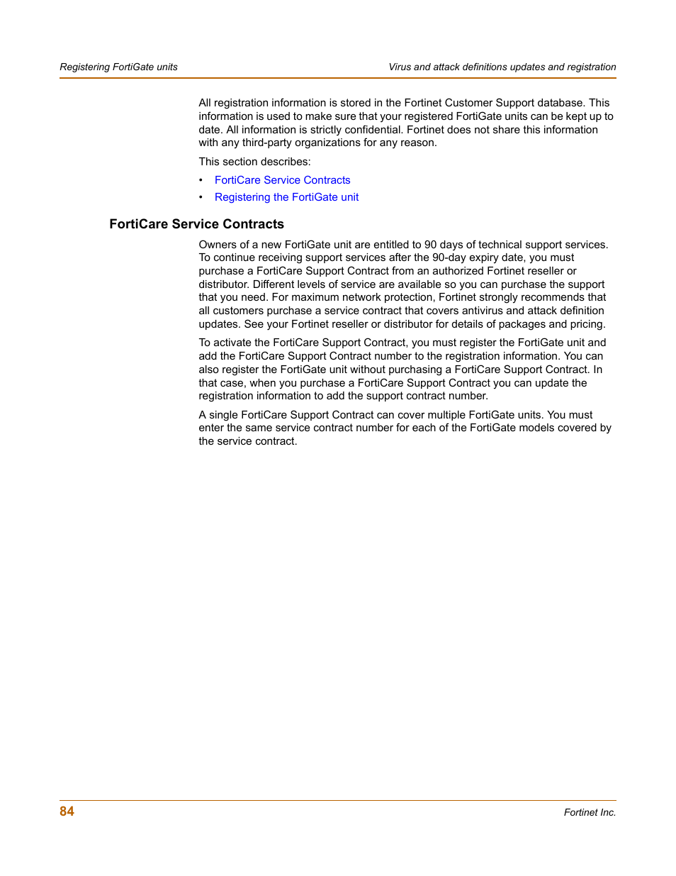 Forticare service contracts | Fortinet FortiGate 50A User Manual | Page 84 / 272