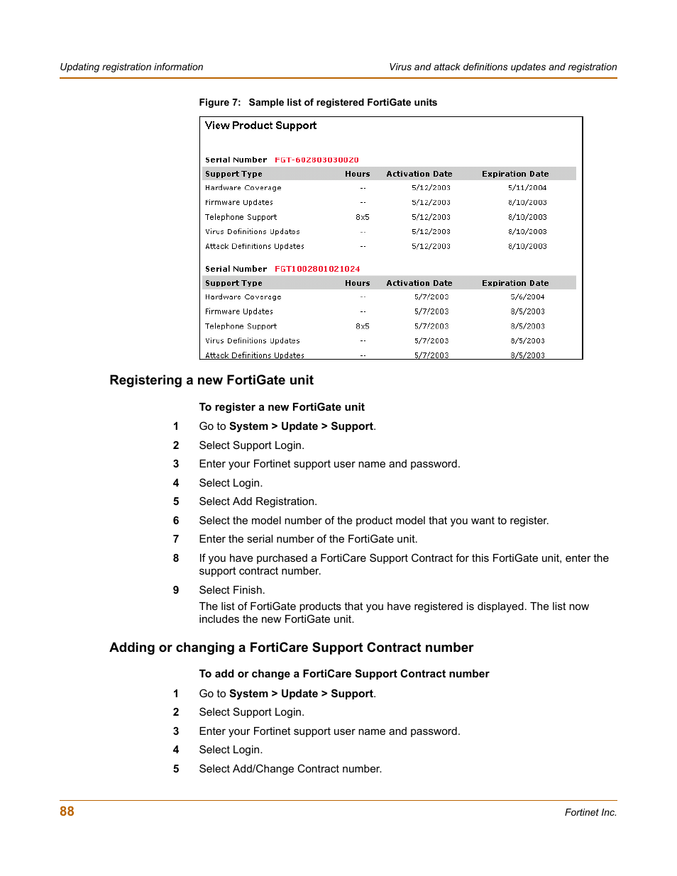 Registering a new fortigate unit | Fortinet FortiGate 50A User Manual | Page 88 / 272