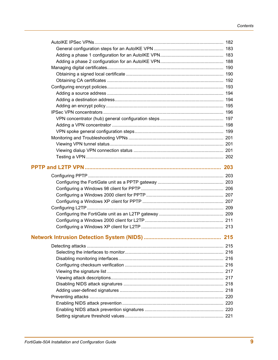 Fortinet FortiGate 50A User Manual | Page 9 / 272