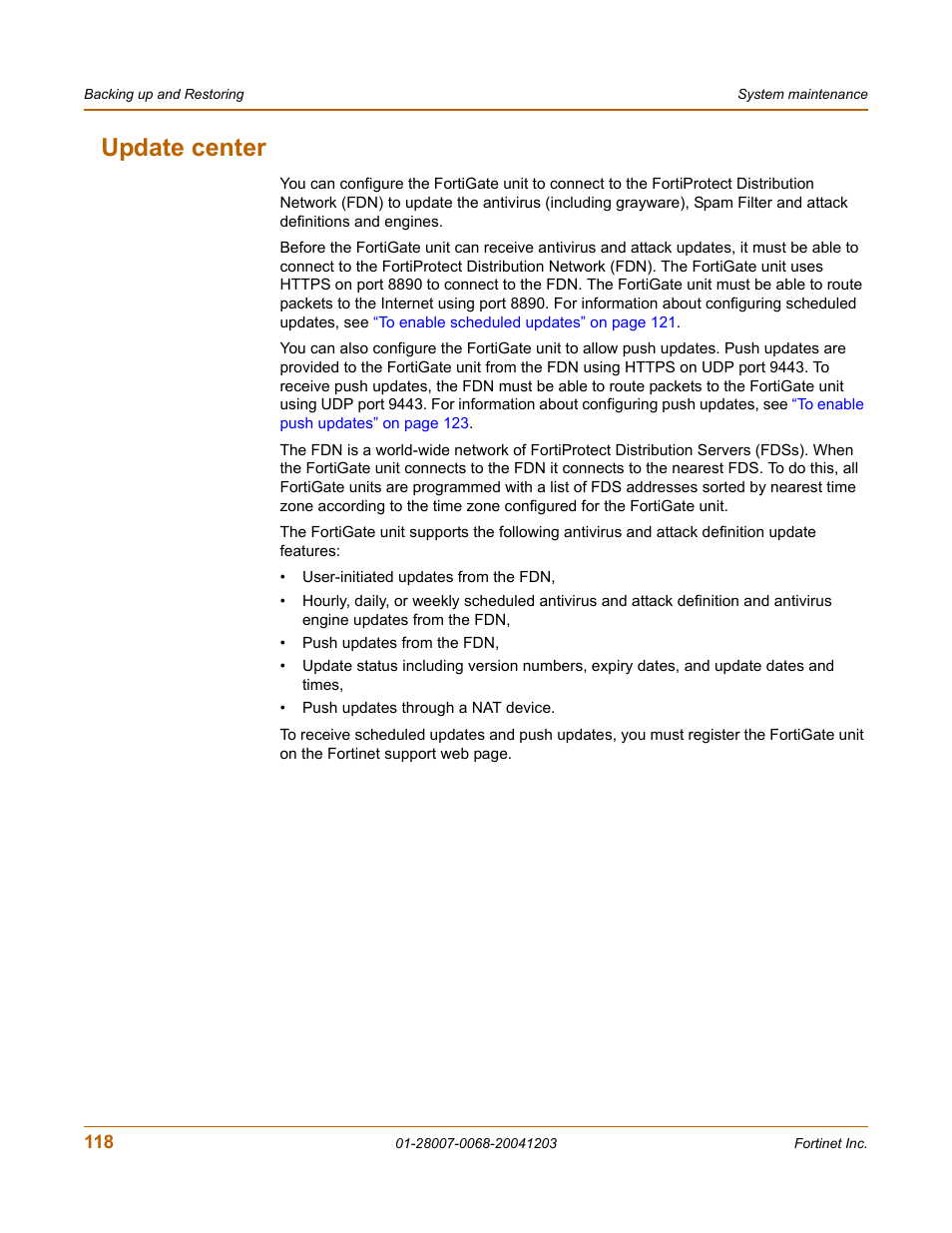 Update center | Fortinet 100A User Manual | Page 118 / 374