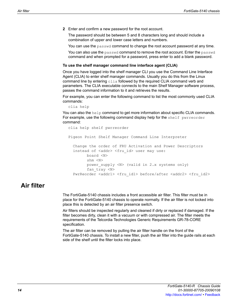 Air filter | Fortinet FortiGate 5140-R User Manual | Page 14 / 32