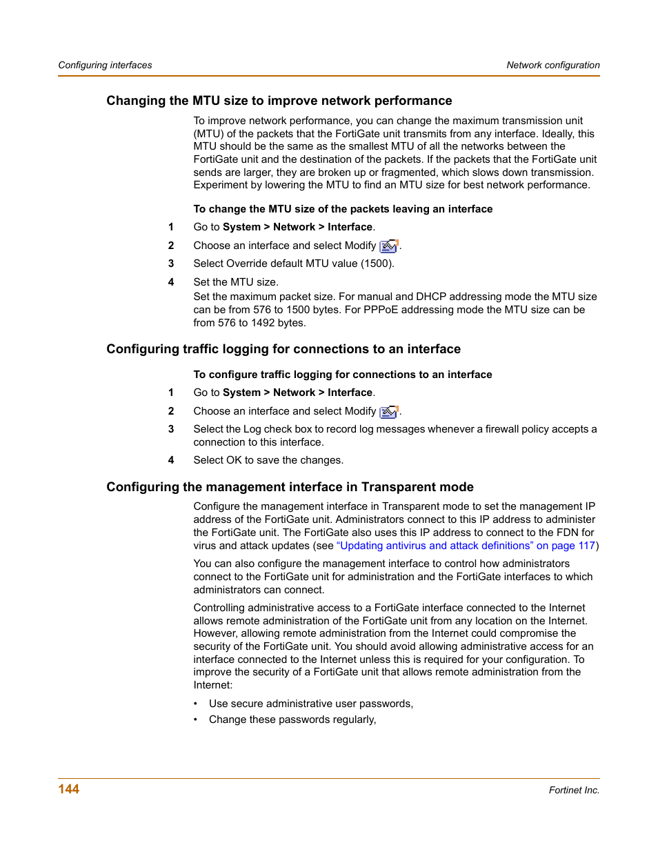 Configuring the | Fortinet FortiGate-800 User Manual | Page 144 / 336