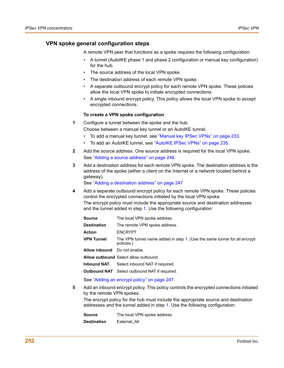 Vpn spoke general configuration steps | Fortinet FortiGate-800 User Manual | Page 252 / 336